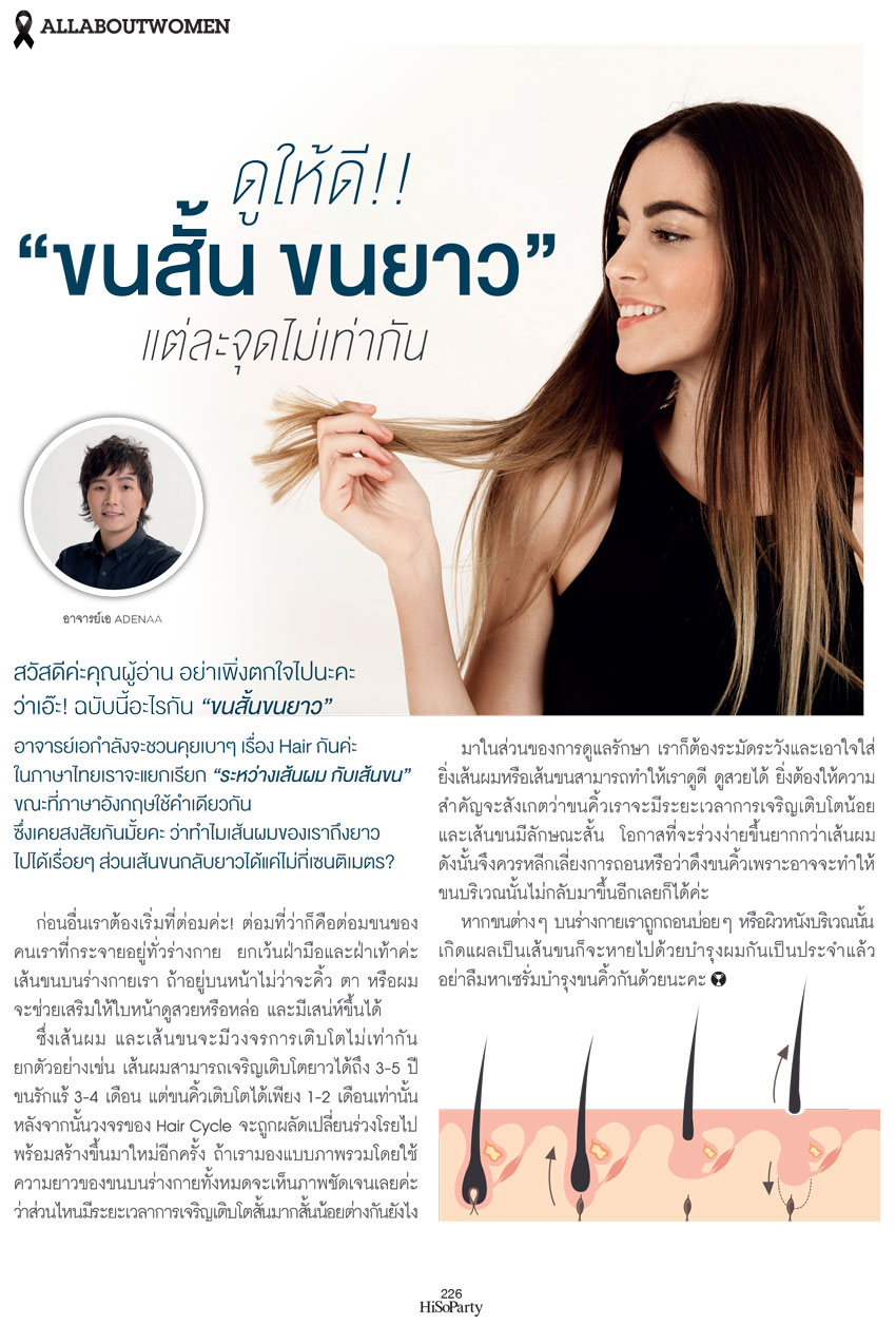 เส้นผมหรือเส้นขนทั้งสั้นและยาวเท่ากันหรือไม่
